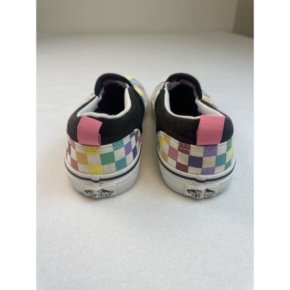 Vans Multicolor Youth Girls Size 4.5 Rainbow Checkered Slip On Casual 500714 - Picture 5 of 10